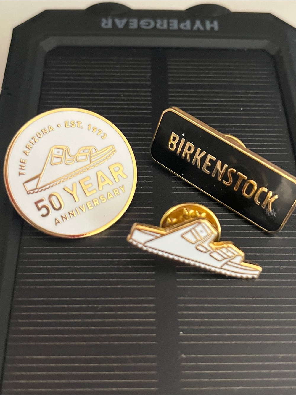 Birkenstock Gold, Black & White Enamel Cuff Link Pin Set